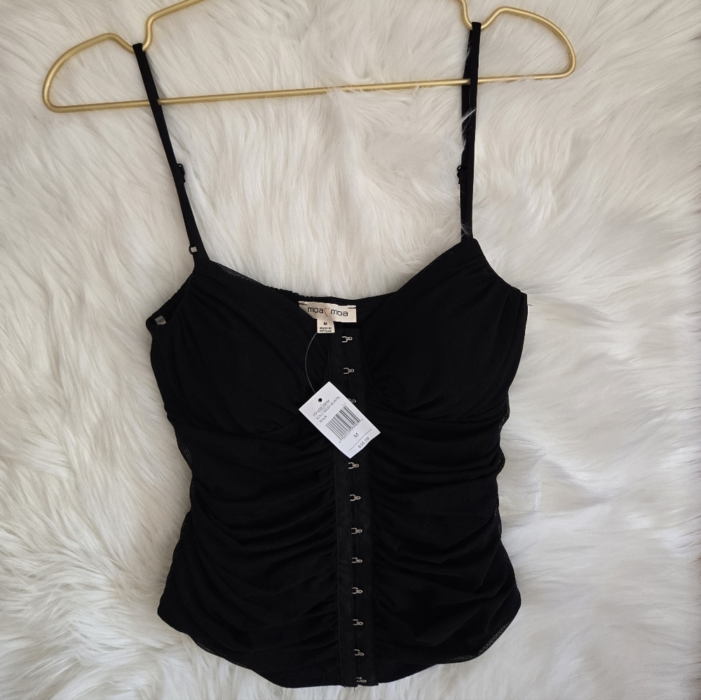 Moa & Moa Black Ruched Bustier Top